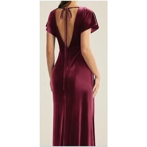 AW BRIDAL 14 1X plus burgundy red Meara velvet formal prom maxi dress NEW B70